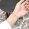 925 Silver Matte Solid Bracelet Women's Plain Loop Bracelet Bead