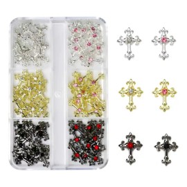 3d Cross Nail Art Zircon Embedded Retro Alloy Rhinestones Color Amarillo
