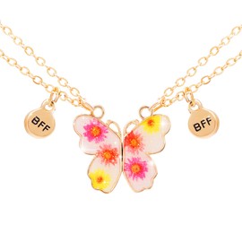 2PCS BFF Necklaces Magnet Necklaces, Best Friends Gold Butterfly Pendant Chain Necklaces for Girls Women, Friendship Jewelry Gifts for Kids Mother Friends Sisters