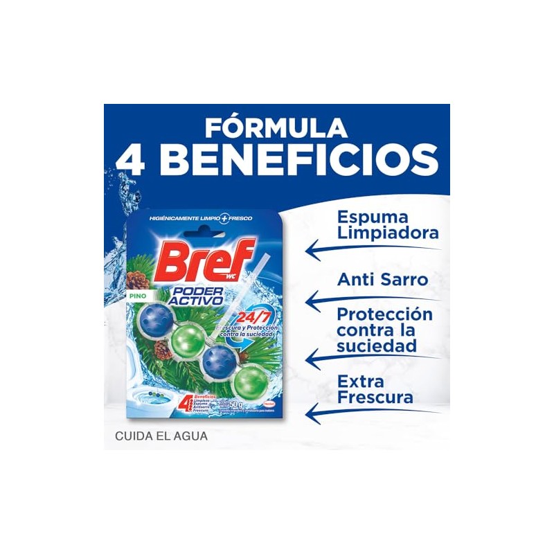 Bref WC Poder Activo Pino Canastilla limpiadora y aromatizante para