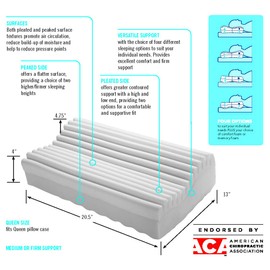 ObusForme Cervical Neck Pillow | Pleated Memory Foam Surface Promotes Air Circulation | 4-in-1 Contour Pillow Offering Medium to Firm Support | Queen Size Plus