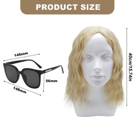 TSHAOUN Mens long Blonde Wig, 16 Inch/40 cm Mid Length Mens Curly Hair Wig for Adult, Pop Rocking Dude Wigs and Sunglasses, 70s 80s Men’s Fancy Dress Party Wigs for Costume Cosplay Halloween (Blonde)