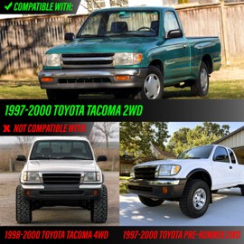 USR 97-00 Tacoma 2WD Corner Lights – Front Parking Corner Lamps (Left + Right) Pair - Compatible with 1997-2000 Toyota Tacoma 2 Wheel Drive Only Pickup Truck (CLEAR LENS with AMBER BULBS)