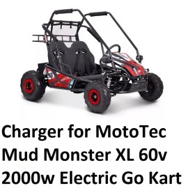 MotoTec Mud Monster XL 60v 2000w Electric Go Kart fast 3A Battery Charger
