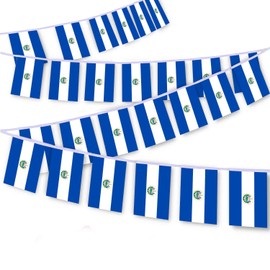 30 PCS El Salvador Flag String,32 FT Salvadoran Bunting,Salvadorian Decoration Banner for Outdoor Indoor Patio Yard Decor