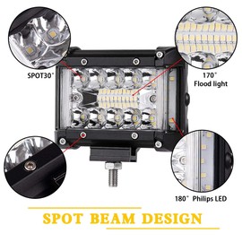 4 Inch LED Light Pod, 120W Side Shooter LED Pods12000LM Spot Flood Combo Beam IP68 Off Road Driving Lights for Truck Jeep Pick-up Camper ATV UTV SUV Boat, 2 Pack