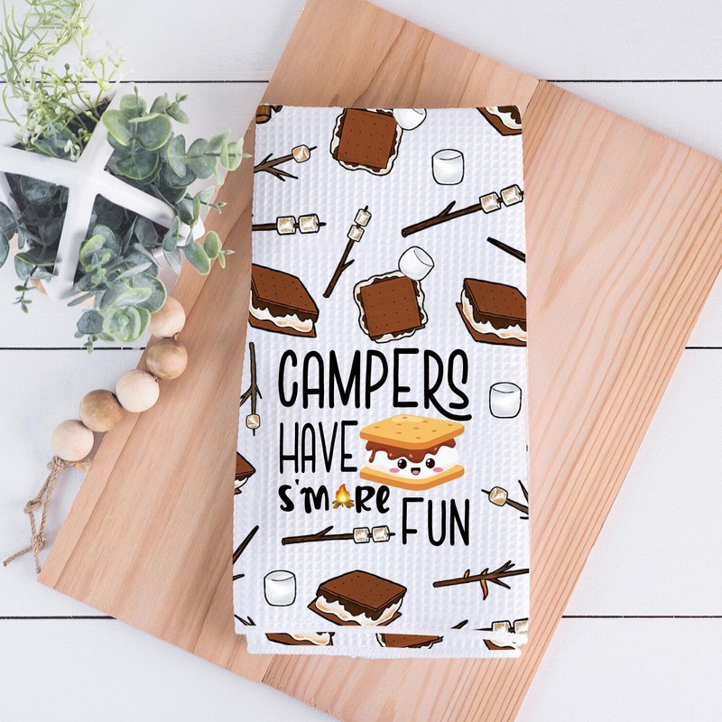 PLITI Camping Kitchen Towel Happy Camper Gift Campers Have’s More