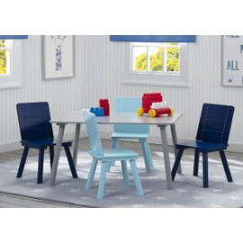 Delta Children Kids Table and Chair Set (4 Chairs Included) - Ideal for Arts & Crafts, Snack Time, Homeschooling, Homework & More - Greenguard Gold Certified, Grey/Blue