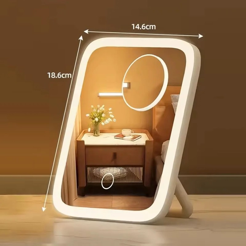LED Makeup Mirror for Travel & Bedroom – 3-Color Dimmable