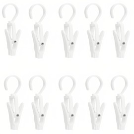 10-Pack Heavy Duty Swivel Clothes Pins - 360° Rotating Hooks for Laundry, Beach Towels, Curtains, Rustproof Stainless Steel Spring, Non-Slip Grip (4.3", White)