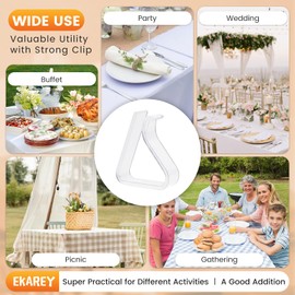 24 Pieces Clear Tablecloth Clips, Durable Plastic Table Cover Holders, Windproof Transparent Clamps for Securing Tablecloths Indoor Outdoor Party, Wedding, Christmas Event, Picnic, Camping (24, Small)