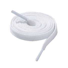 CCSOFTIME Premium Flat Shoelaces, Extremely Tear-Resistant, 8 mm Wide, for Trainers, Sports Shoes, Trainers, Chucks, Replacement Shoelaces for Women, Men, Children, 10 Colours, 11 Length, White