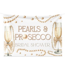 Pearls and Prosecco Bridal Shower Decorations Bow Champagne Pearls Backdrop Pearl White Balloons for Bows Pearls Wedding Bachelorette Bride to Be Party Supplies