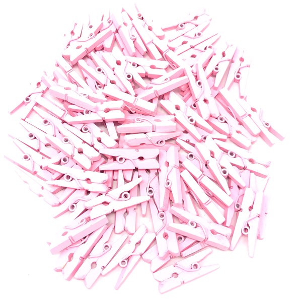 100 Mini wooden pegs (Baby Pink)