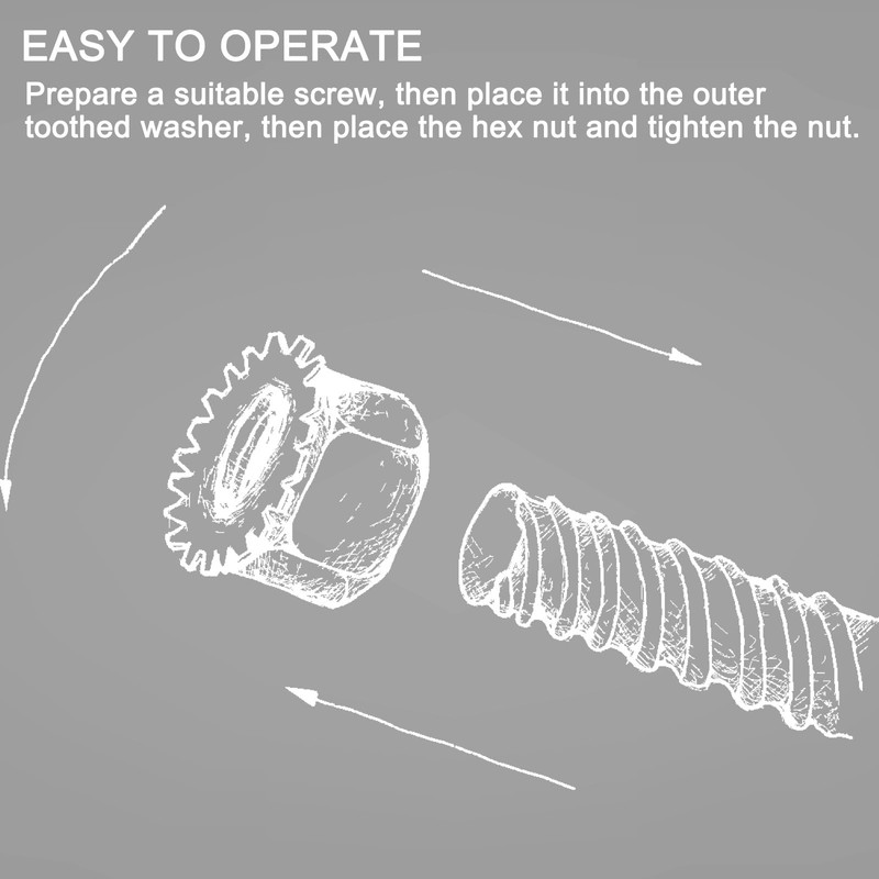 sourcing map 100Pcs M3 K-Lock Nut with External Tooth Washer,