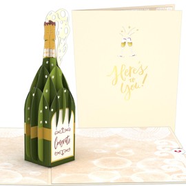 Lovepop® 3D Pop-Up Card Champagne Bottle with Popping Cork for Wedding, Birthday, Anniversary, Promotion, Congratulations, Congratulations, Includes Envelope & Hidden Compartment for Money & Vouchers