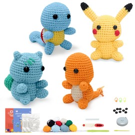 Crochet Kit for Beginners, Complete 4 PCS Cute Animals Crochet Kits for Adults with Step-by-Step Instructions and Video Tutorials - Best Knitting Birthday Gift (4P, Cute Animals)