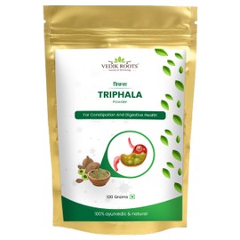 VEDIKROOTS Triphala Powder – Organic Formula of Amla, Haritaki & Bibhitaki – for Daily Detoxifying, Cleansing & Rejuvenation* – Maintains Regularity (3.52 Ounce) (100Gm) (Pack of 1)