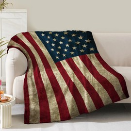 American Flag Blanket Gifts for Men Husband Boys Dad Women Birthday Christmas Valentine Present US National Flag Theme Decor Bedroom Living Room Couch Sofa Kids Adults Teen Soft Flannel Throws 60"x50"