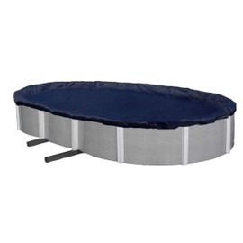 Winter Block Aboveground Pool Winter Cover, Fits 15’ x 24’ Oval, Solid Blue – Includes Winch and Cable for Easy Installation, Superior Strength & Durability, Treated for UV Protection, WC1524OV