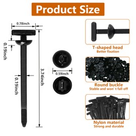 Nylon Universal Cable Tie Buckle,60pcs Heavy Duty Self-Locking Nylon Zip Ties Holder with Pin & Button Design,Zip Button for Car Repair,Fender,Engine Guard,Wire Bundling,Home Use