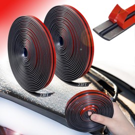 YCooiFo 46 FT Windshield Rubber Seal with Adhesives - T Shape Car Seal Strip for Windshield, Sunroof - Soundproof and Waterproof, Keep Clean and Quiet, Easy to Install (2 Rolls)