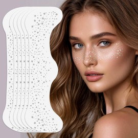 MEICOLY Silver Glitter Freckles Face Tattoo,Sparkle Makeup Patches,Sparkle Freckles Speckles Patches,Glow Up Face Glitter,6 Count