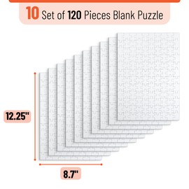 Mr. Pen Blank Puzzle, 10 Packs of 120 Pieces Each, 12.25" x 8.7", White, All White Puzzle