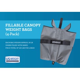 US Weight Titan Fillable Canopy Weight Bags (4-Pack) with Reliable Zippers, Double-Bagged Design, Heavy Duty Thread and Box-Stitched Stress Points
