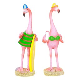 Tirzah Pink Flamingo Sculpture Hawaiian Flamingo Statues Collectible Figurines Ornaments for Home Bookshelf Garden Patio Lawn Funny Outdoor Decor (Romantic Flamingo)