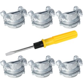 vibedor 3/8" 6 Packs Zinc Clamp Type Cable Connectors, Clamp Cable Connector for Metallic Conduit Protect Cables