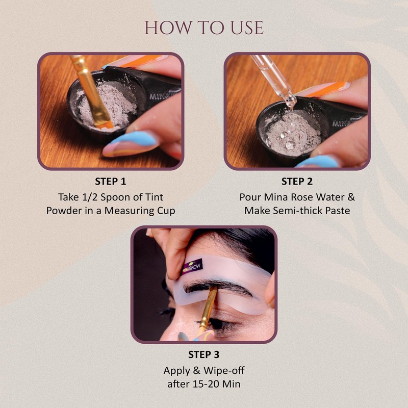 Mina Rose Water Facial Toner And Eyebrow Henna Tint Fixing