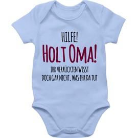 Shirtracer - Baby Bodysuit Boy Girl - Sayings - Help Holt Grandma - Gift Birth Grandma, 2 baby blue