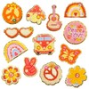 Qpout 13 Pieces Hippie Retro Chenille Iron on Patches Groovy