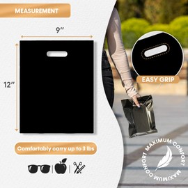 MMSBAGS Retail Plastic Merchandise Bags, Die Cut Handles, Strong, Tear Resistent, different Sizes and Colors. Perfect for Retail Stores, Birthdays, Parties or Any Events. Packs of 100/200/500/1000