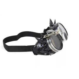 Cybergoth Steampunk Victorian Welding Spike Black Goggles 2X Lens Scissors Cosplay