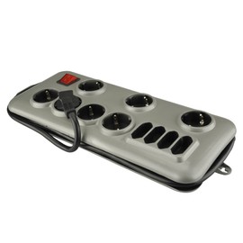 UNITEC Silver-Line Table Socket 7 and 4 Gang 2 m 1.5 mm² with Plug Switch