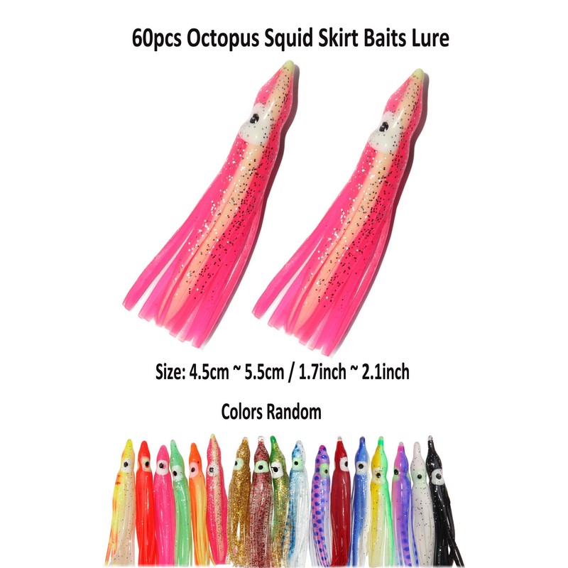 50PCS/100PCS Soft Plastic Octopus Fishing Lures Squid Skirts Jig Lure