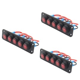 Vaguelly 3pcs Gang Panel Backlit Rocker Switch for Automotive Boat Tactile Stainless Switches