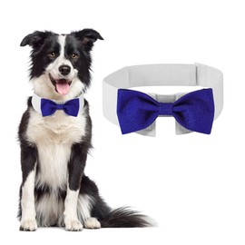 DOGTACT Elegant Dog Bow Tie - Cute Tuxedo Bowtie with Adjustable White Collar for Formal Pets - Perfect for Valentines, Weddings, and Birthdays