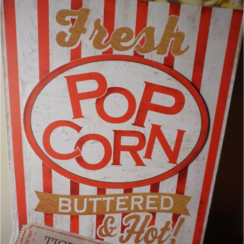 Unbranded Large Popcorn Sign Fresh Buttered Hot Movie Theater Concession