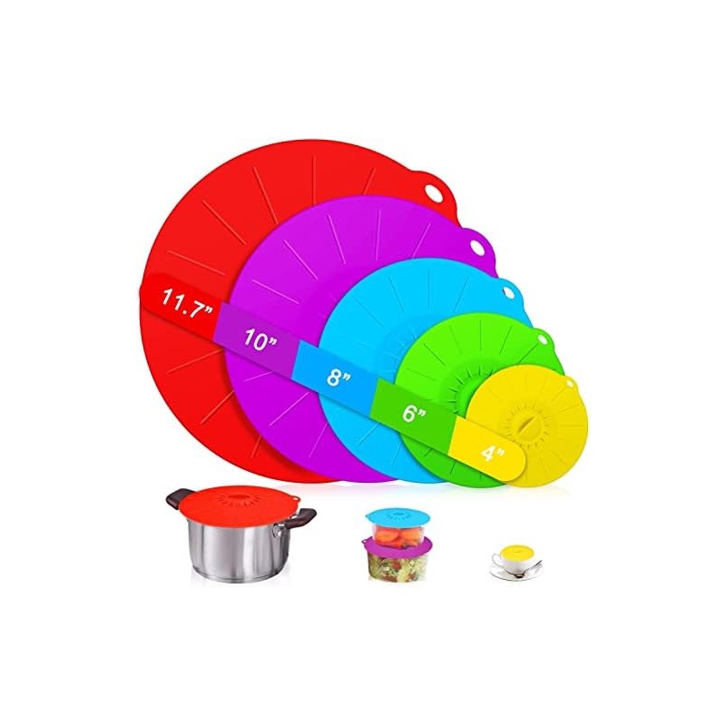 U Chef Juego de 5 Tapas de Silicona, Cubierta para
