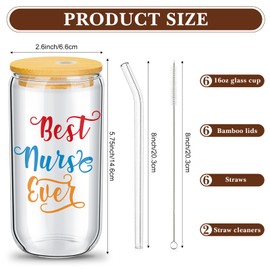 Purpeak 6 Set Nurse Appreciation Gifts Nurse Cups Week Gift Bulk 16oz Can Shaped Beer Glass with Lids Straws Brushes, Practitioner Gifts(Classic Style)