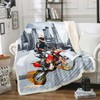 Motocross Rider Fleece Throw Blanket Extreme Sports Sherpa Blanket Cool