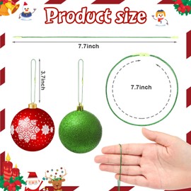 JUNEBRUSHS 600Pcs Christmas Ornament Hooks, Ornament Hangers with Snap Ornament String for Christmas Tree Holiday Party Hanging Decorations Ropes Easy and Fast Locking (Green)