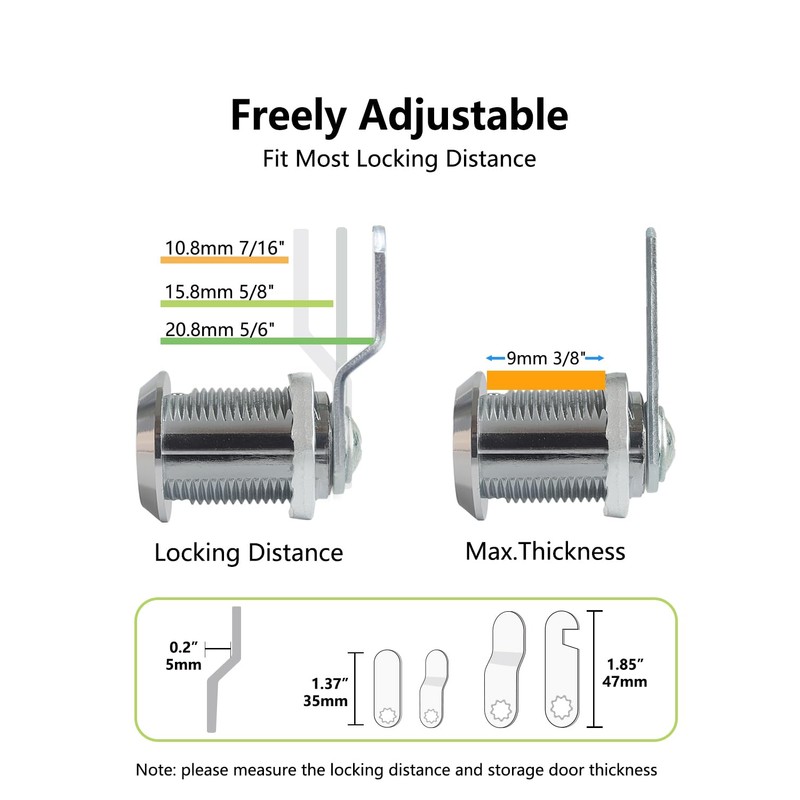 Bicafa 3 Packs Cabinets Locks with Keys, Keyed Alike Cam
