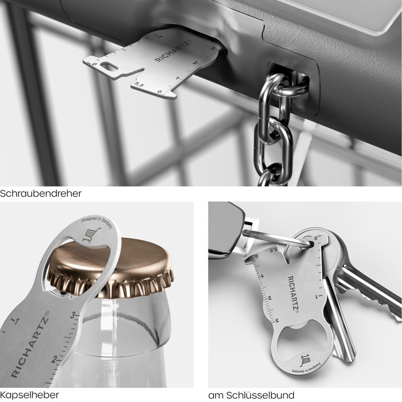 RICHARTZ Karl Luck Shopping Trolley Remover Multitool Key Ring 9