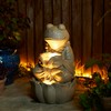 Glitzhome 2-Tiered Zen-Style Frog Polyresin Outdoor Fountain with Pump and