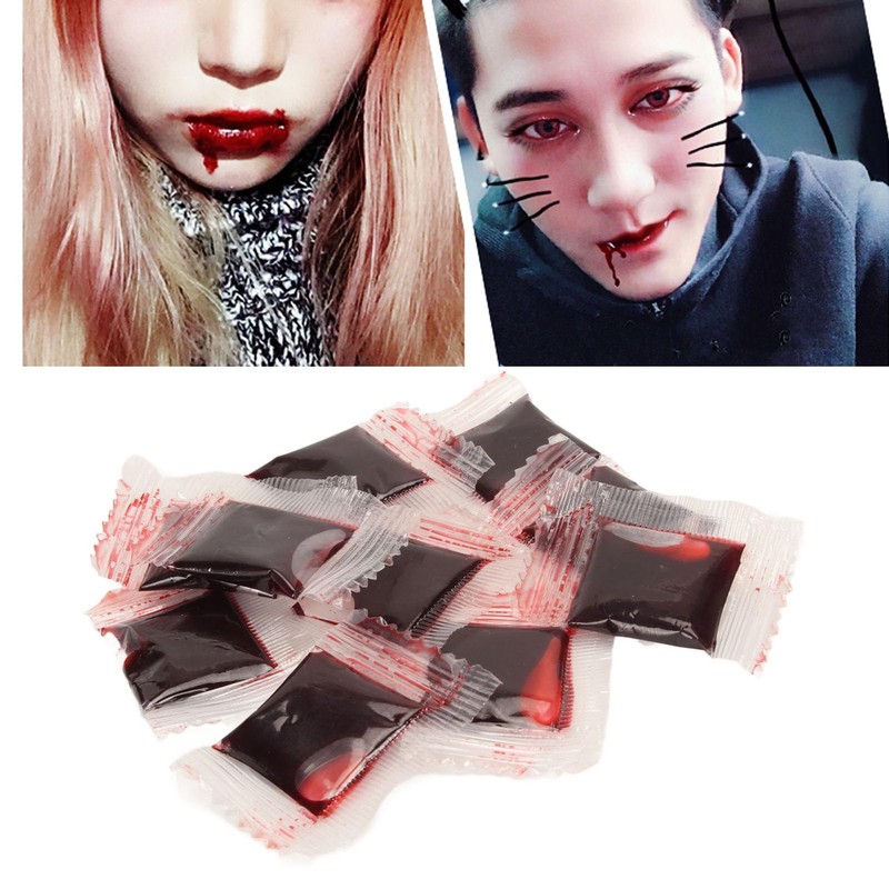10 Sacchetti 3ml di Sangue Finto di Halloween per Spettacoli