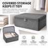 Large Capacity Foldable Clothes Storage Box with Lid, Polyester Closet